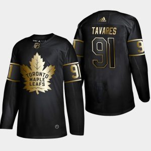 Herren Toronto Maple Leafs Eishockey Trikot John Tavares #91 Authentic 2019 Golden Edition Schwarz Player